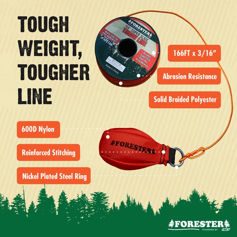 FORESTER Arborist Throw Line Kit | 11oz Throw Weight & 166ft Rope | Ultra Slick 100% Polyester Rope | Arborist Equipment For Tree Climbing - Image 2